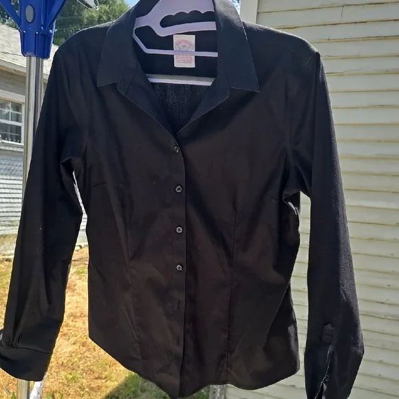 black padded shoulder dress Brooks Brothers Tech Stretch Patterned Shirt BB18006 Deep Black Check / M main image 1